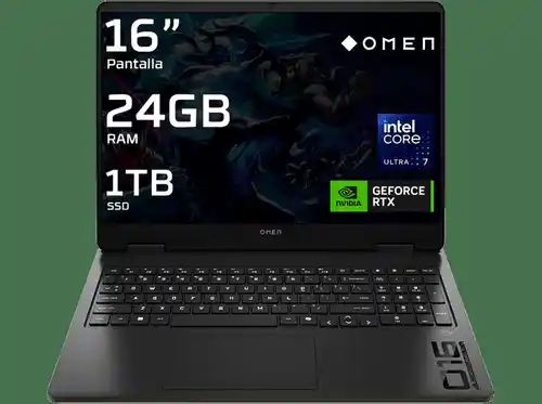 Portátil gaming HP OMEN Slim 16 con pantalla 16" 2K, Intel Core Ultra 7, 24GB RAM, 1TB SSD y RTX 5060
