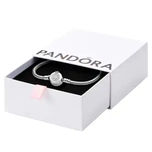 Pulsera PANDORA de cadena Crown O brillante en plata, 21 cm