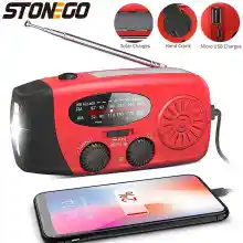 Radio FM de emergencia multifunción con linterna, powerbank, carga solar/manivela/usb