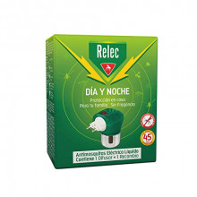 Relec Día y Noche 2021 - Difusor y Recambio Antimosquitos Eléctrico Líquido - 45 noches de protección - Sin fragancia - 35 ml