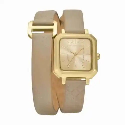 Reloj Armani Exchange mujer correa piel marrón caja acero 27mm