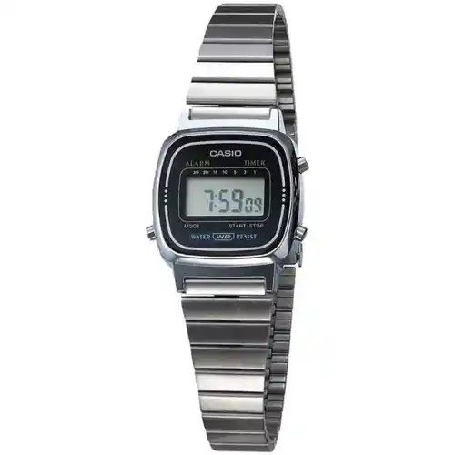 Reloj Casio LA670WA-1DF digital plateado de acero inoxidable