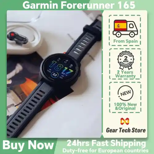 Reloj deportivo inteligente Garmin Forerunner 165 con pantalla AMOLED de 1.2 pulgadas y GPS