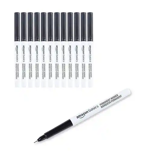 Rotuladores permanentes Amazon Basics, pack de 12 unidades.