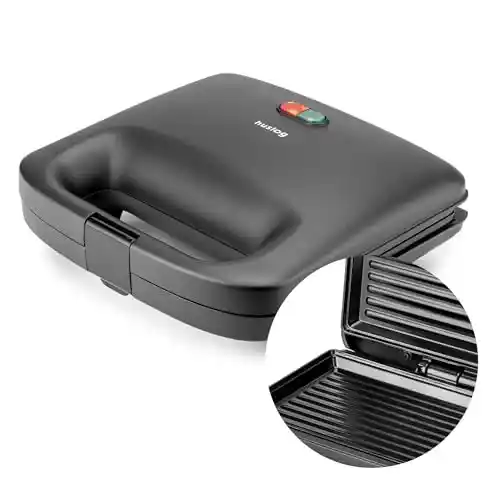 Sandwichera Huslog QuickBite 1000W, ideal para preparar sándwiches.