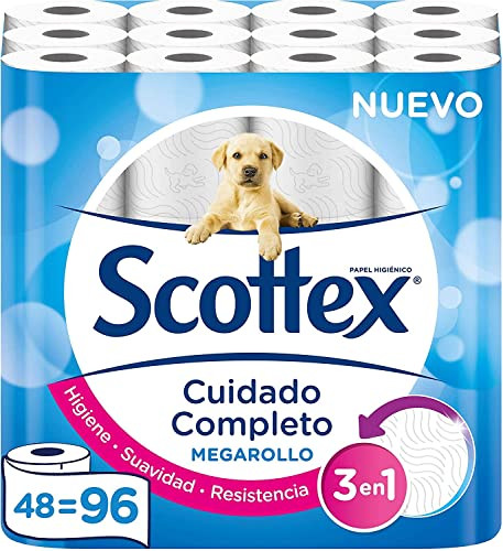 Scottex Megarollo Papel Higiénico - 48 rollos (equivalen a 96 rollos estándar)