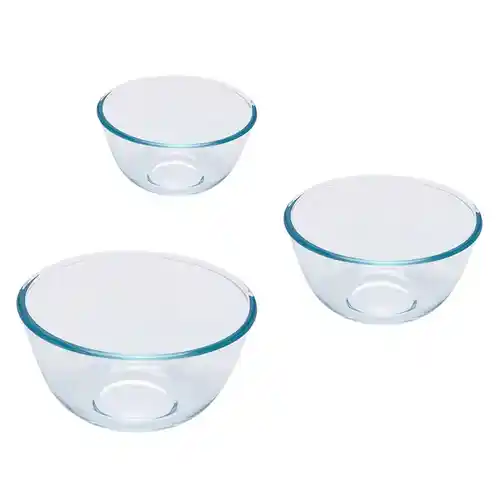 Set de 3 bowls Pyrex Classic de vidrio borosilicato (0.5, 1 y 2 L)