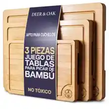 Set de 3 tablas de cortar Deer & Oak de bambú (33x24, 28x20, 22x15 cm)