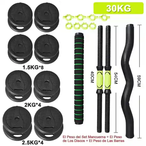Set de mancuernas 4 en 1 ajustables 30 Kg