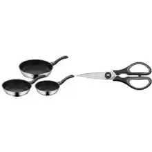 Set WMF de 3 sartenes y tijeras de cocina