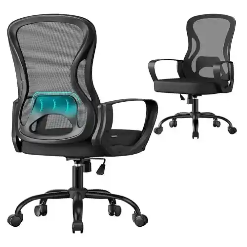 Silla de Oficina SONGMICS OBN043BH02 ergonómica y transpirable (Negro Tinta)