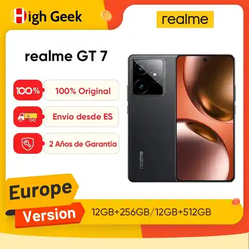 Smartphone Realme GT 7 12GB 512GB con Dimensity 9400e y batería 7000 mAh
