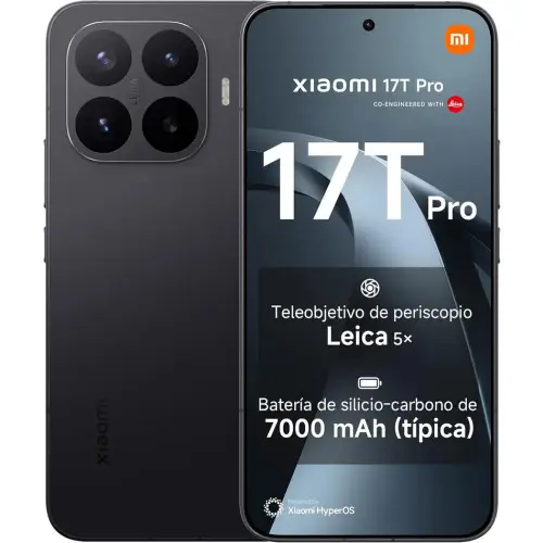 Smartphone Xiaomi 17T Pro (12+512GB) con pantalla 144Hz y batería 7000 mAh