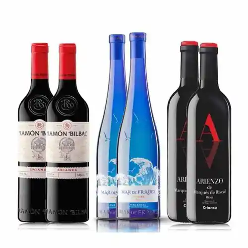 SOLO HOY! Pack 6 botellas: Ramón Bilbao Crianza + Mar de Frades Albariño + Arienzo Crianza by Riscal