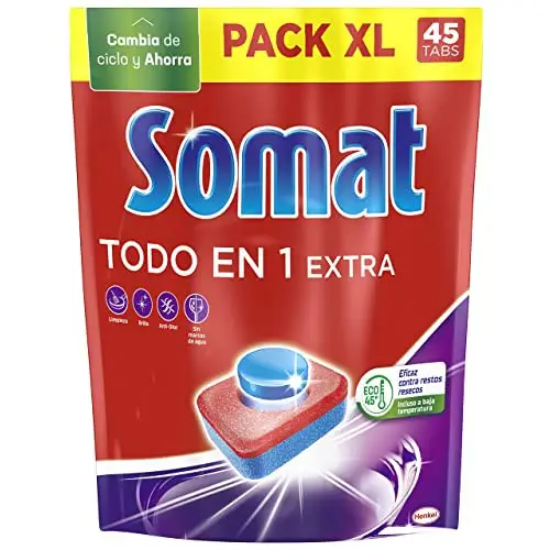 Somat Todo en 1 - Pack de 45 Pastillas Detergente para Lavavajillas