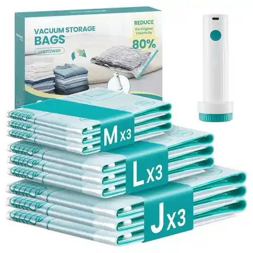Songmics Bolsas de Vacío reutilizables con bomba eléctrica portátil
