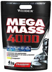 Suplemento deportivo 4 KG Weider Mega Mass 4000 Sabor Fresa