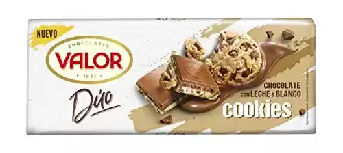 Tableta Dúo de Chocolate con Leche y Chocolate Blanco con Cookies - VALOR - 170g