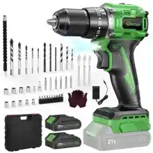 Taladro percutor a batería Ginour sin escobillas 50Nm (21V) con dos baterías 2Ah