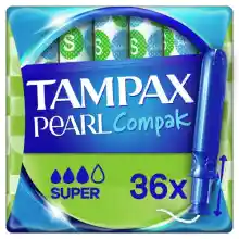 Tampones Tampax Pearl Compak Super, 36 unidades.