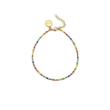 Tobillera SINGULARU Rainbow baño de oro acero