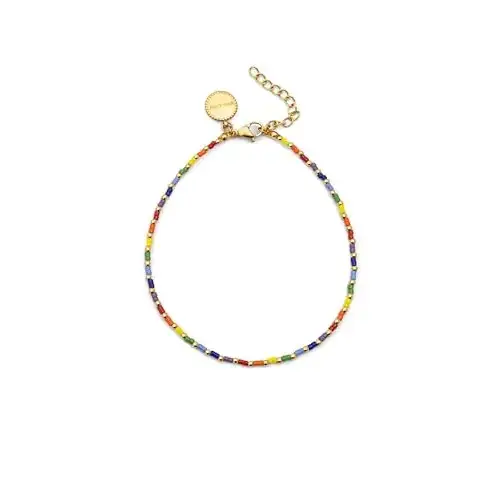 Tobillera SINGULARU Rainbow baño de oro acero