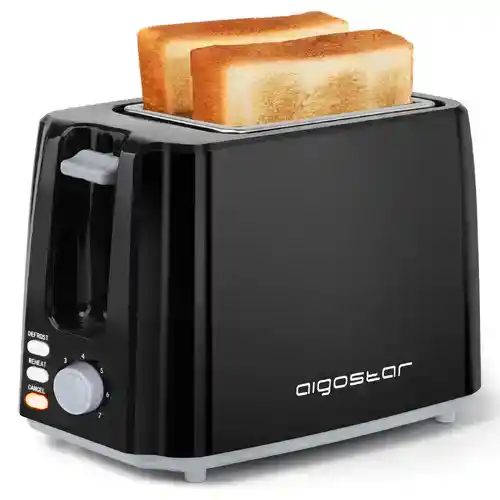 Tostadora Aigostar 750W, 2 Ranuras, 7 Ajustes, Bandeja Recogemigas