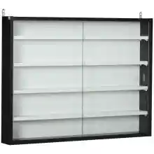 Vitrina de pared para colecciones con estantes y puertas de vidrio