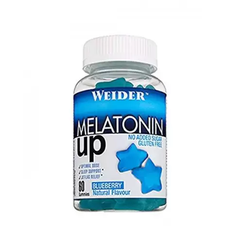 Weider - Melatonin Gummies, Gominolas de Melatonina que Ayudan a Inducir el Sueño, Sin Gluten y Sin Azúcar, Sabor Arándano - Bote de 60 Gominolas