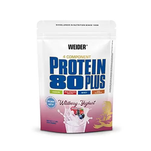 Weider Protein 80 Plus, Proteina de suero de suero de leche, Sabor Frutas del Bosque, 500 gr